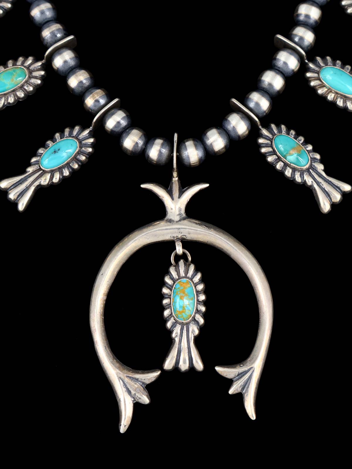 Native American Sterling Silver Squash Blossom Necklace