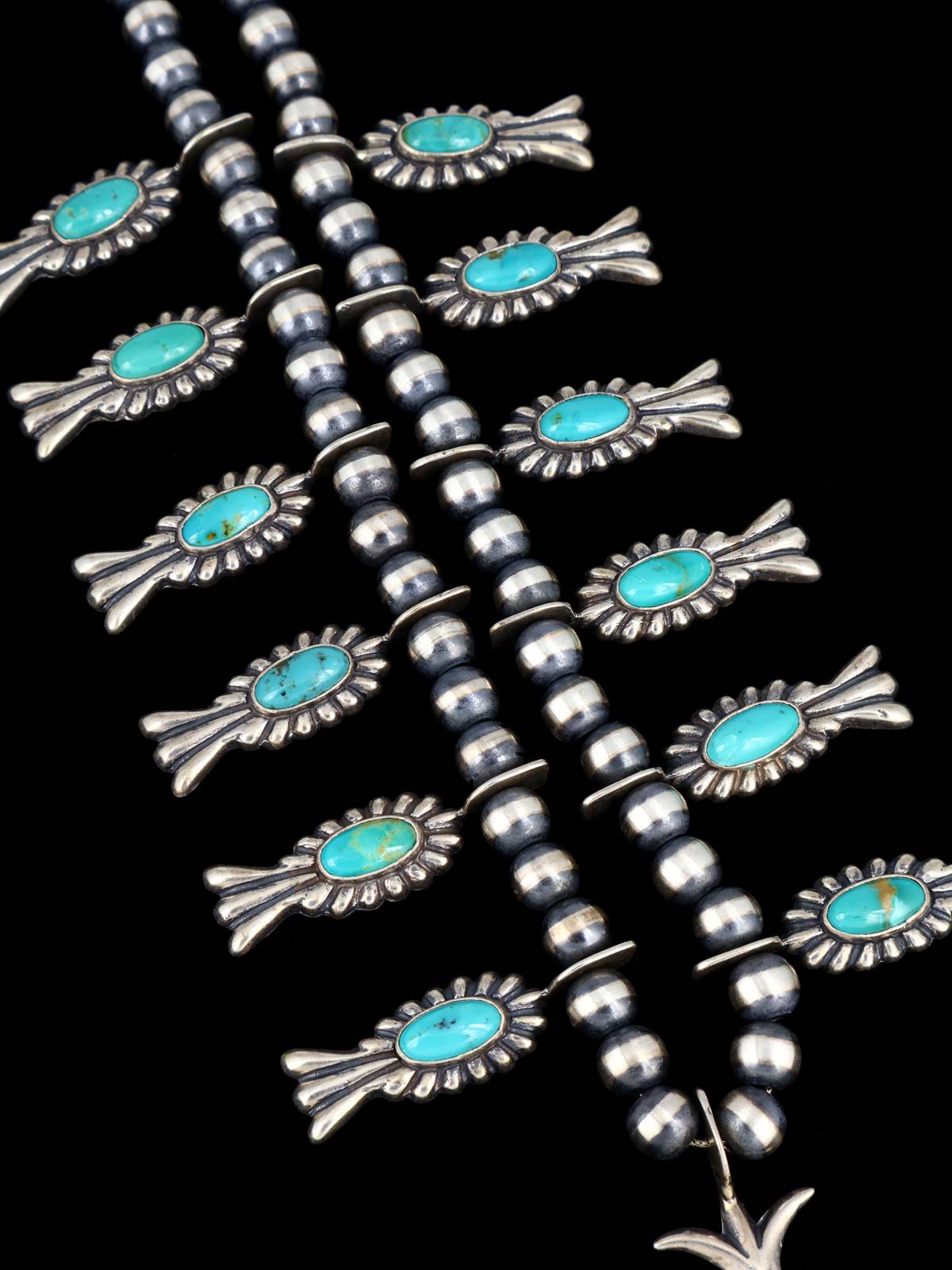 Native American Sterling Silver Squash Blossom Necklace