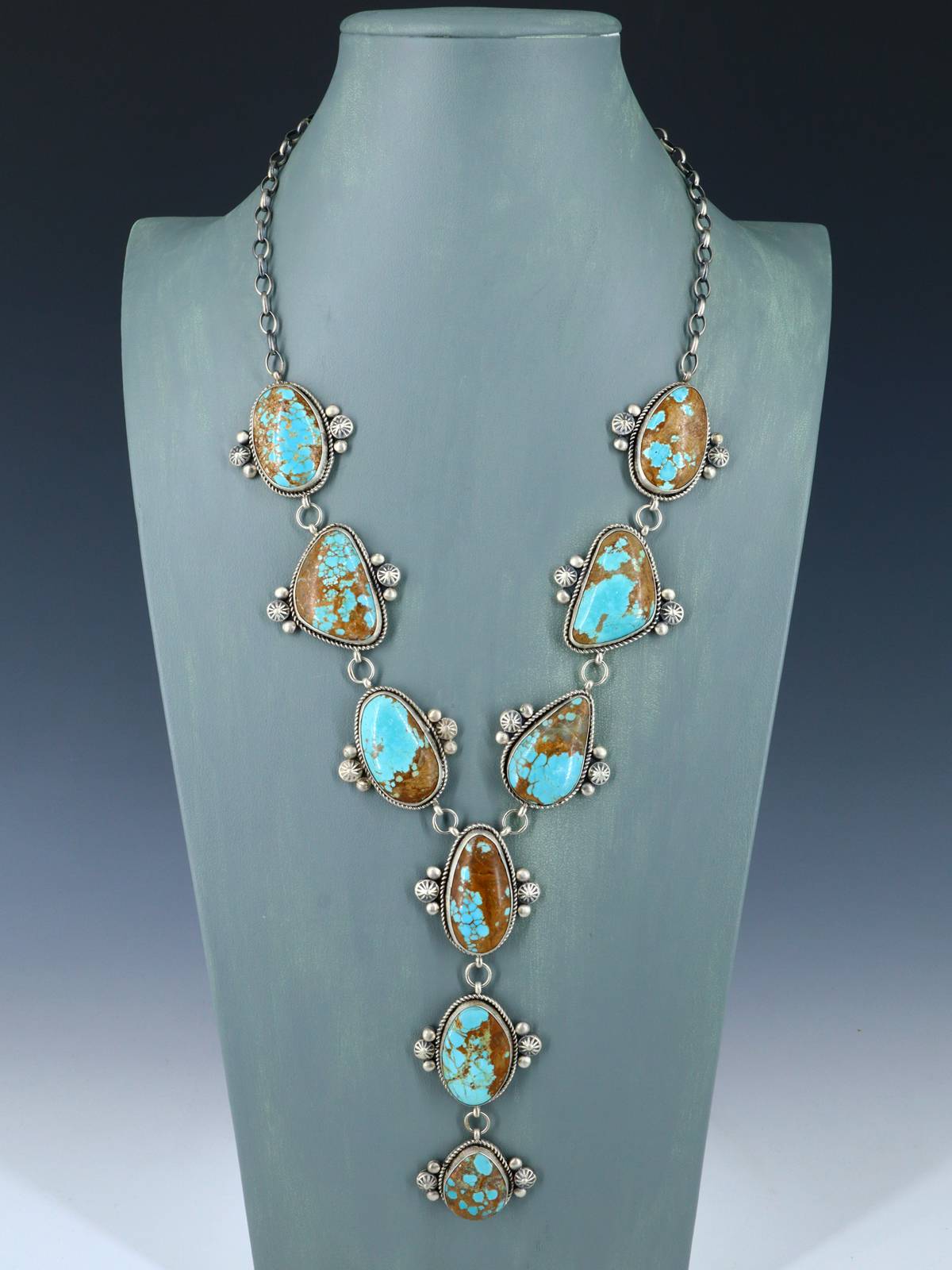 Native American Jewelry #8 Turquoise Lariat Necklace Set