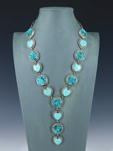 Joyería nativa americana Collar de plata de ley con lazo de color turquesa y oro de Sonora