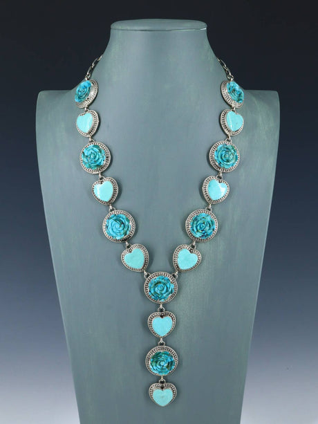 Joyería nativa americana Collar de plata de ley con lazo de color turquesa y oro de Sonora