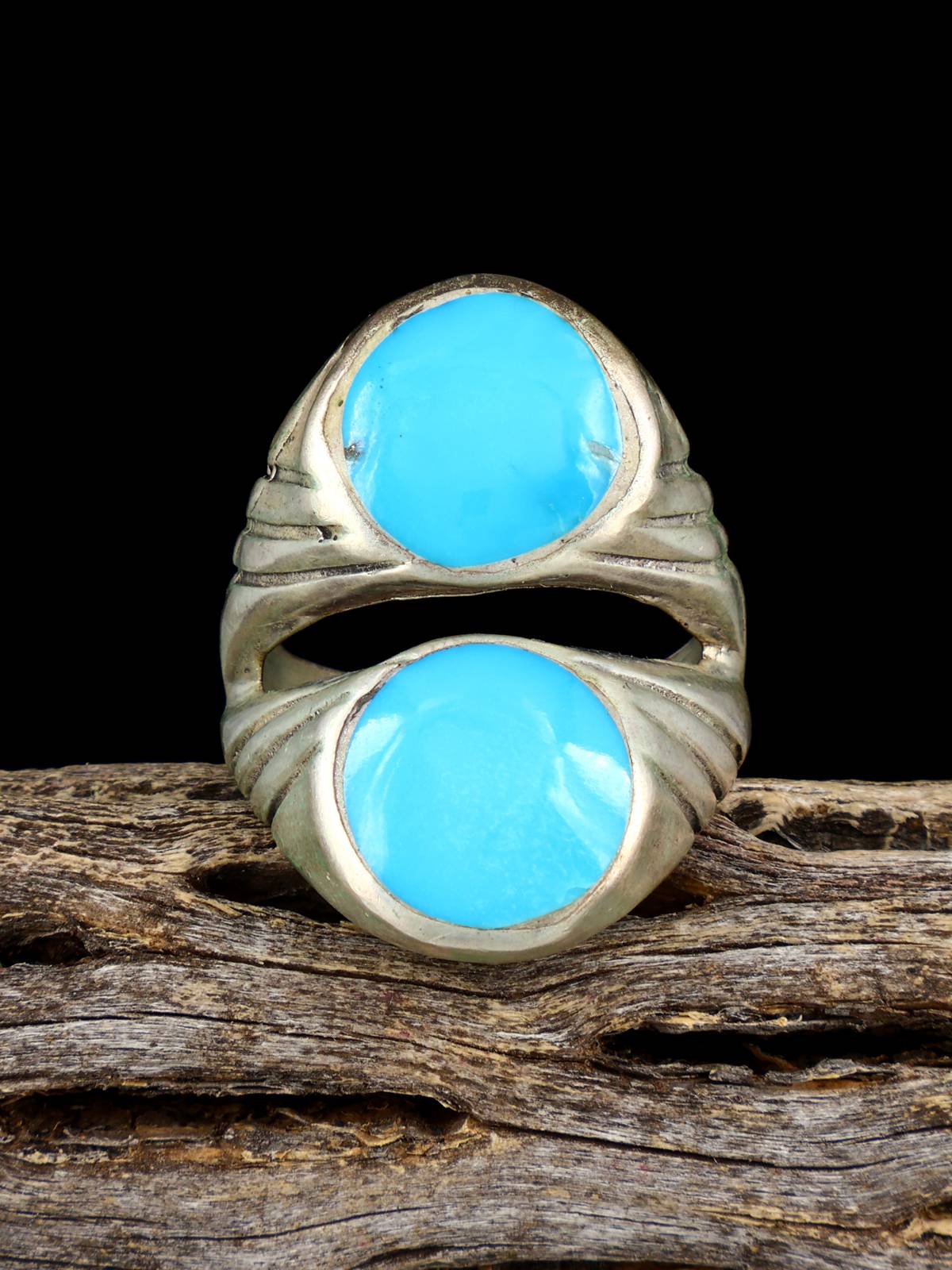 Estate Native American Turquoise Sterling Silver Ring, Size 10