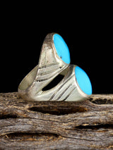 Estate Native American Turquoise Sterling Silver Ring, Size 10