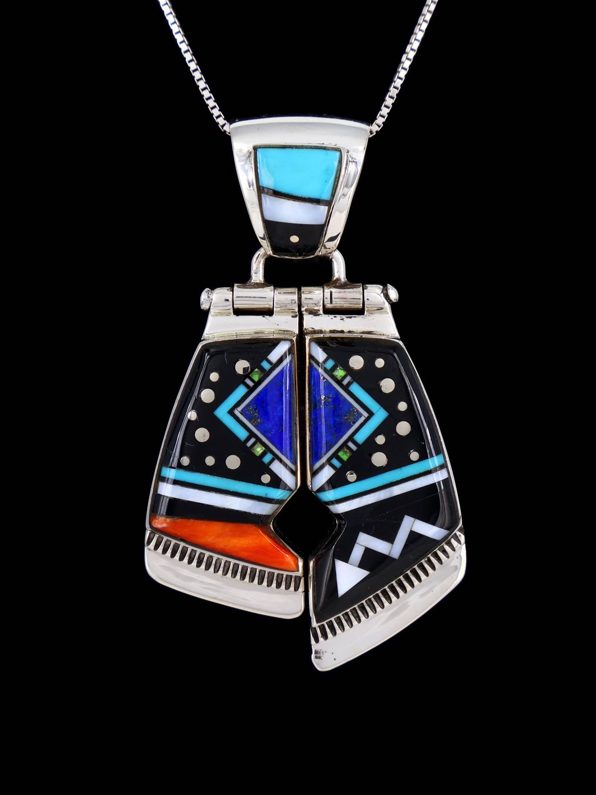Collier d'onyx en argent sterling amérindien Estate