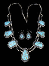 Juego de collar y aretes de color turquesa Kingman de joyería nativa americana