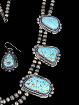 Juego de collar y aretes de color turquesa Kingman de joyería nativa americana