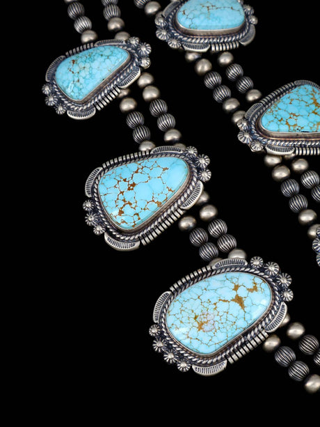 Juego de collar y aretes de color turquesa Kingman de joyería nativa americana