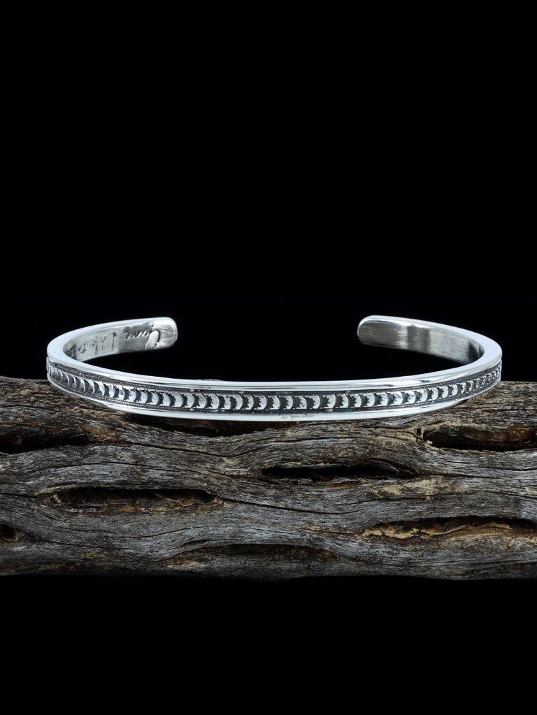 Navajo Stamped Sterling Silver Cuff Bracelet - PuebloDirect.com