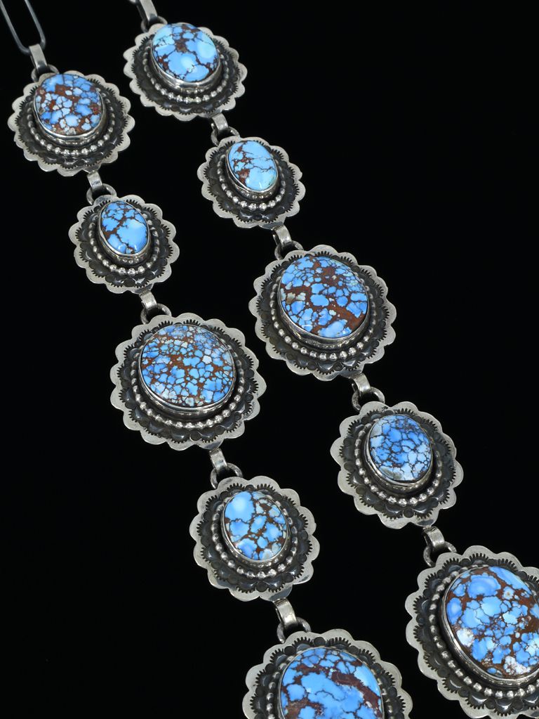 Navajo Sterling Silver Golden Hill Turquoise Lariat Y Necklace - PuebloDirect.com