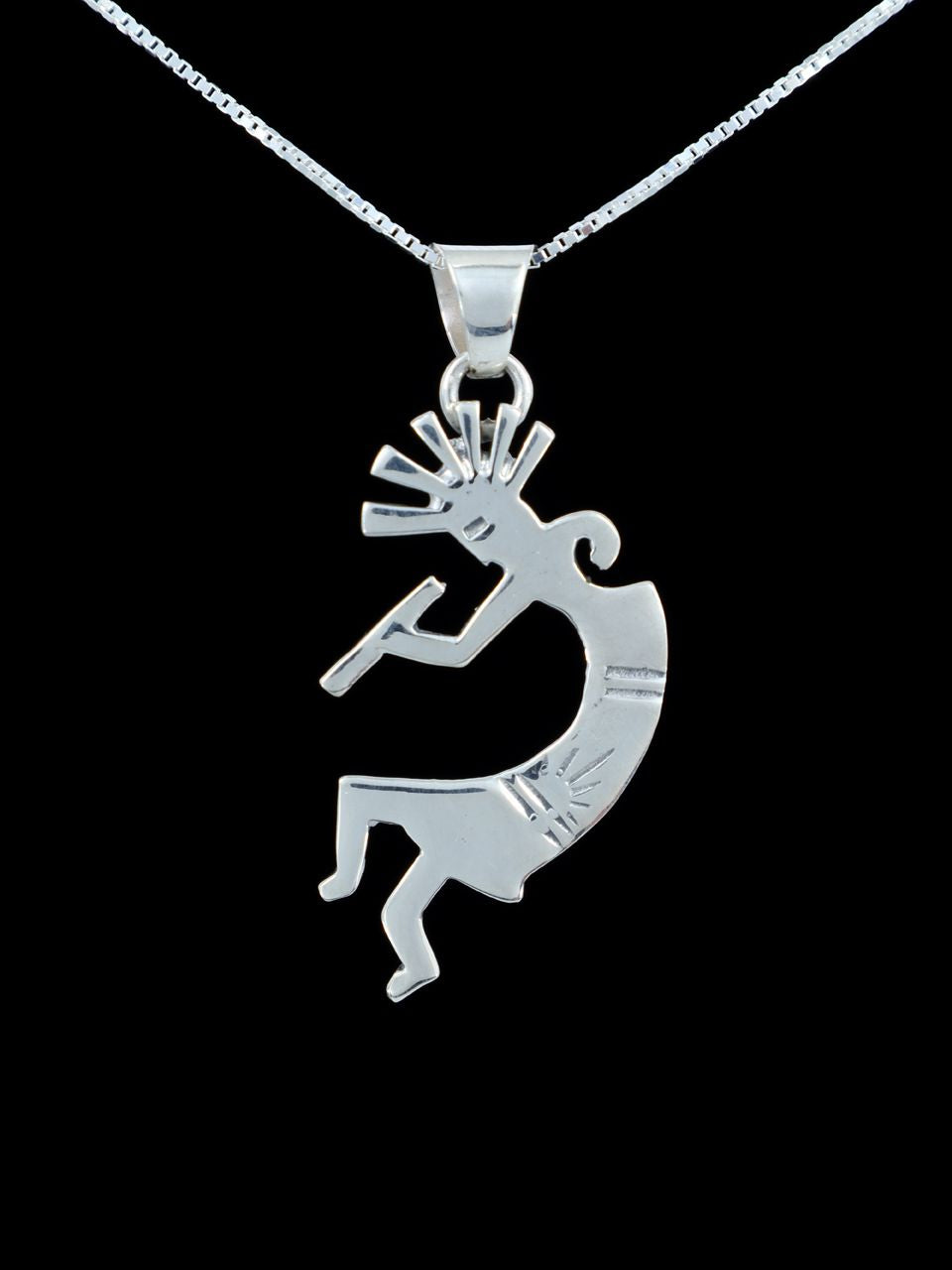 Navajo Necklace Sterling Silver Kokopelli Pendant - PuebloDirect.com
