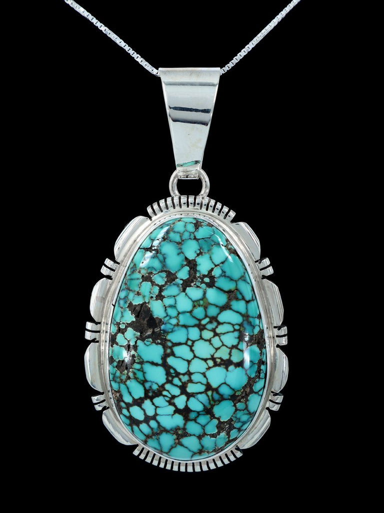 Native American Sterling Silver Natural Sky Horse Turquoise Pendant - PuebloDirect.com