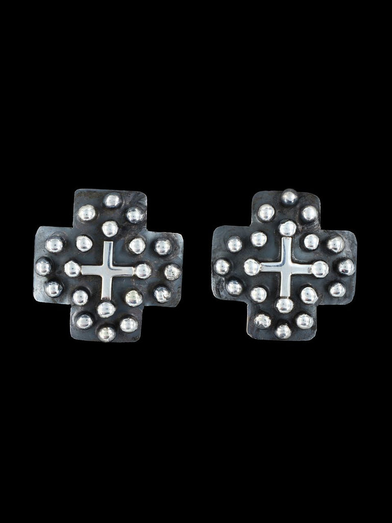Native American Sterling Silver Cross Post Earrings - PuebloDirect.com