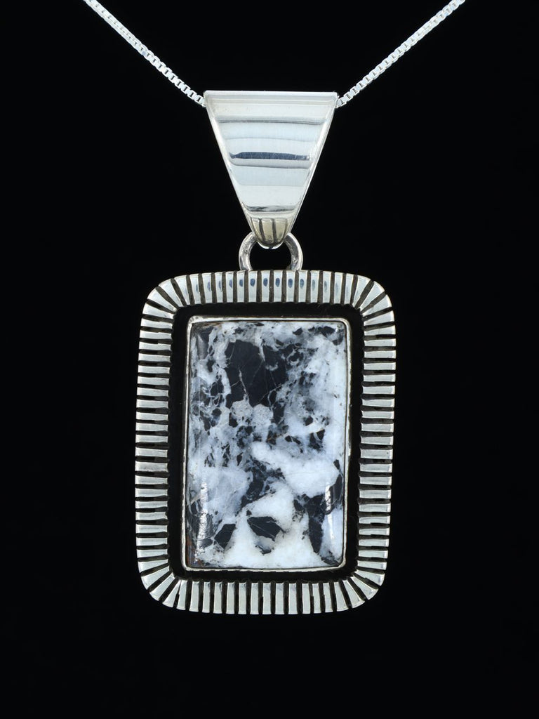 Native American Jewelry Sterling Silver White Buffalo Pendant - PuebloDirect.com