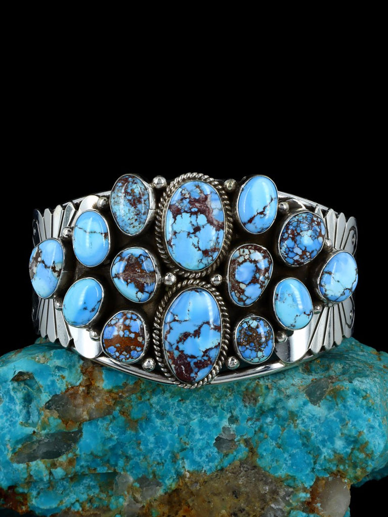 Native American Sterling Silver Golden Hill Turquoise Cuff Bracelet - PuebloDirect.com