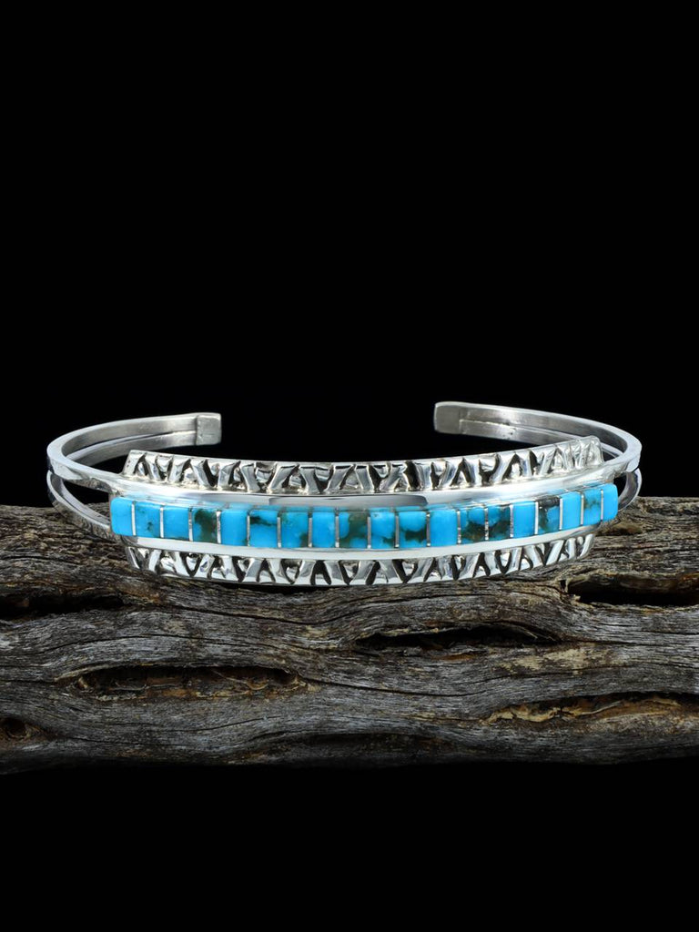 Sterling Silver Turquoise Zuni Inlay Bracelet - PuebloDirect.com