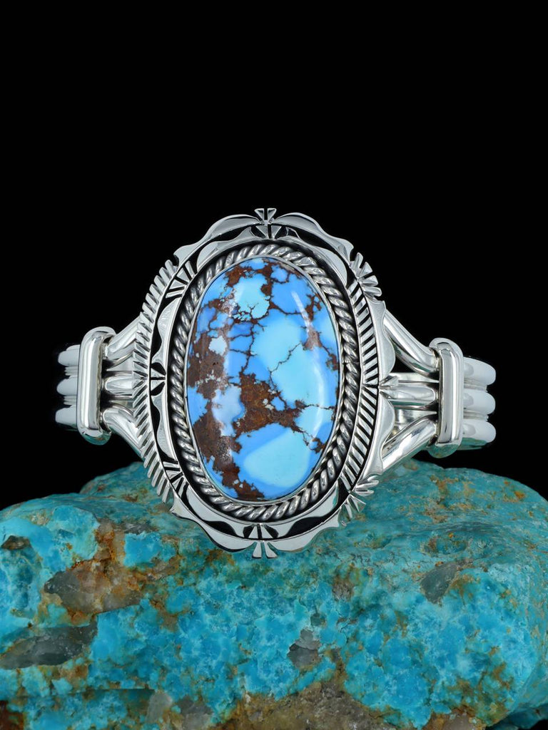 Native American Golden Hill Turquoise Sterling Silver Cuff Bracelet - PuebloDirect.com