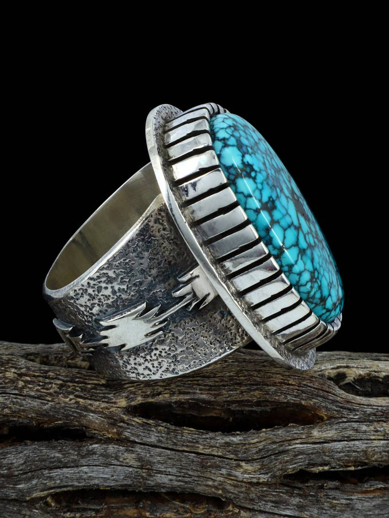 Navajo Natural Blue Moon Turquoise Ring, Size 9 1/2 - PuebloDirect.com