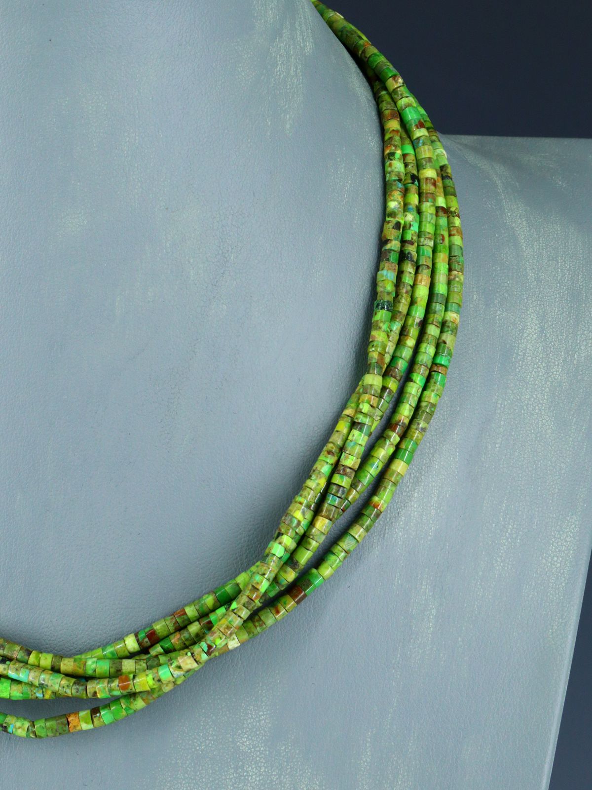 18" Native American Five Strand Mojave Turquoise Necklace - PuebloDirect.com