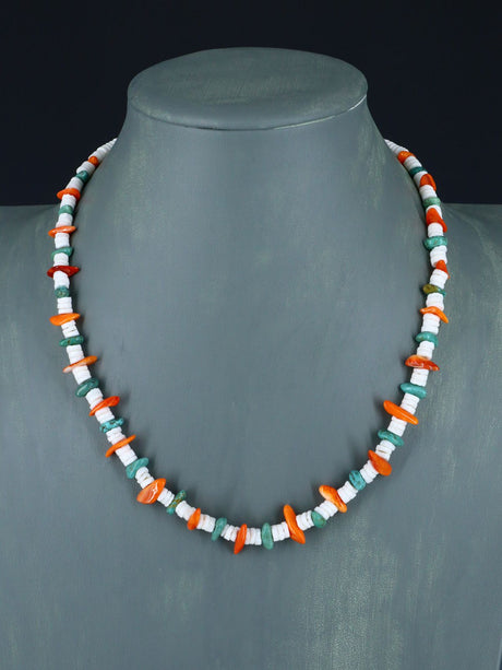 Native American Shell and Turquoise Choker Necklace - PuebloDirect.com