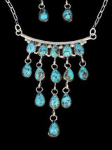 Native American Turquoise Chandelier Necklace and Earring Set