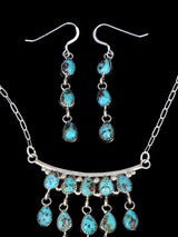 Native American Turquoise Chandelier Necklace and Earring Set