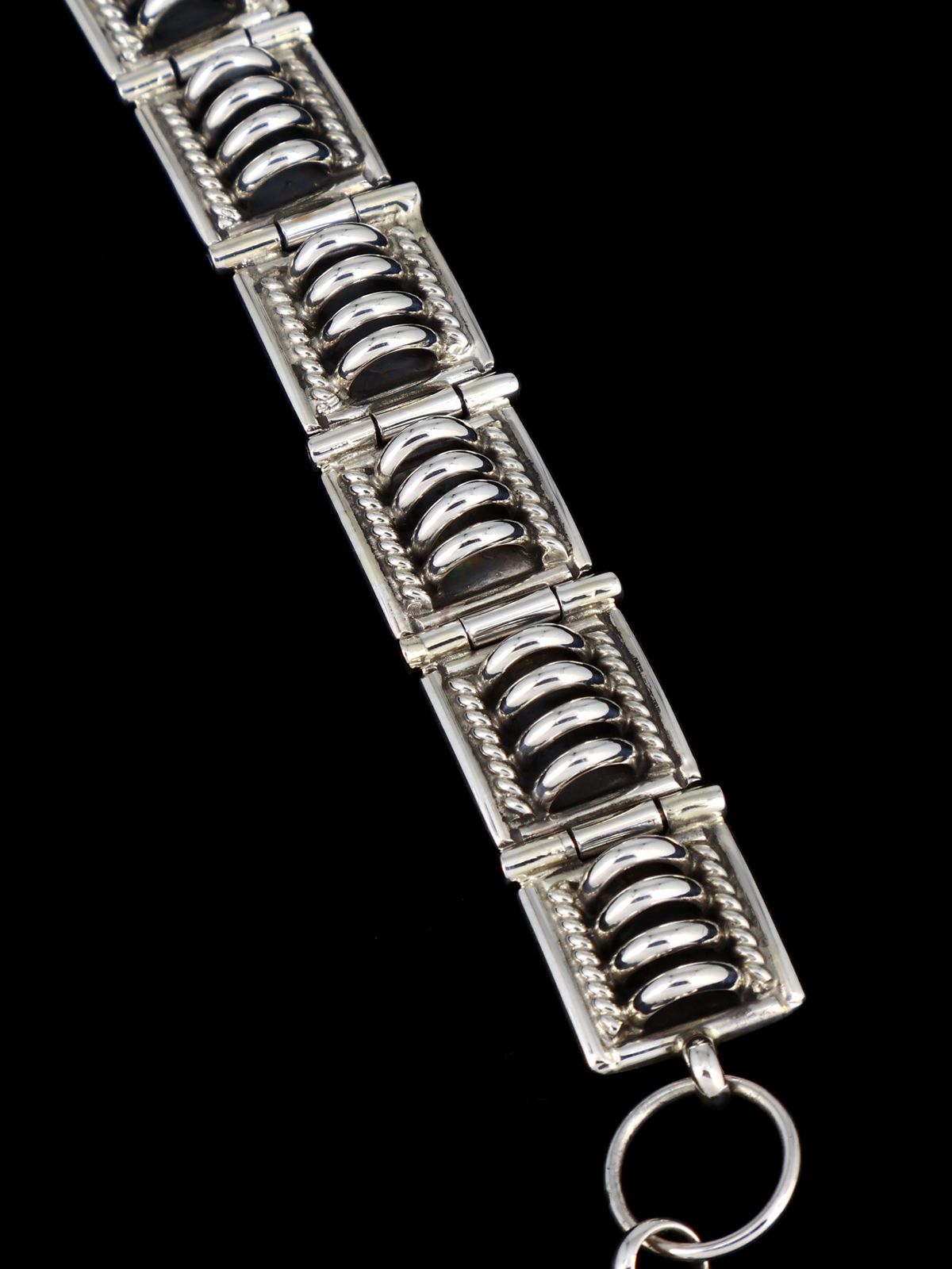 Native American Sterling Silver Sculpted Link Bracelet - PuebloDirect.com