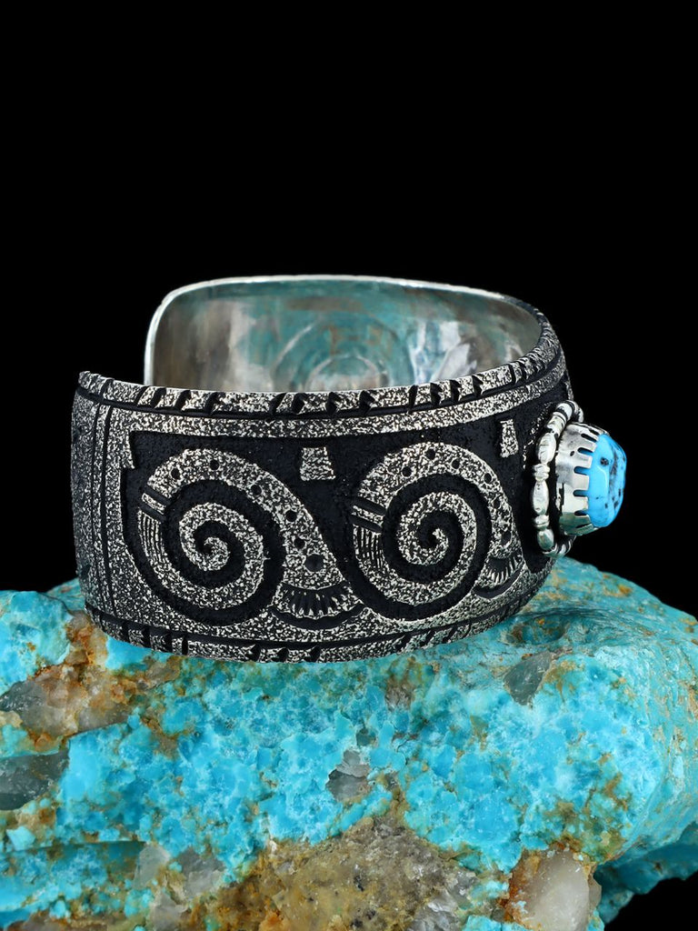 Native American Sterling Silver Textured Overlay Bracelet - PuebloDirect.com