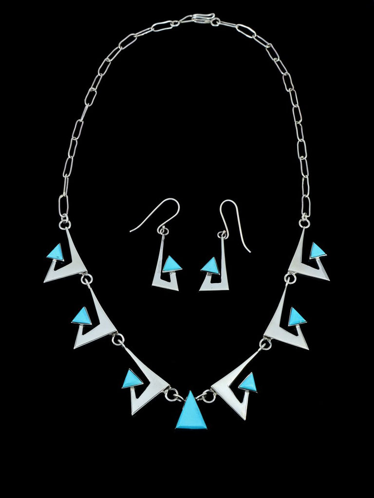 Navajo Turquoise Triangle Choker Necklace Set - PuebloDirect.com