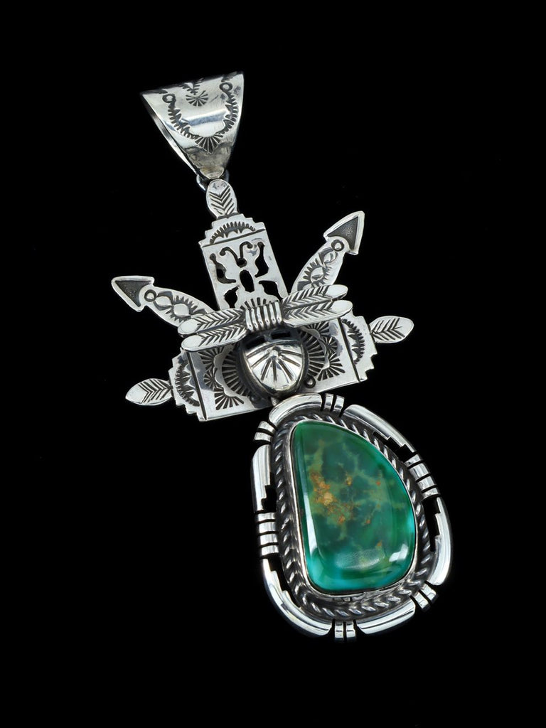 Native American Sterling Silver Natural Royston Turquoise Kachina Pendant - PuebloDirect.com