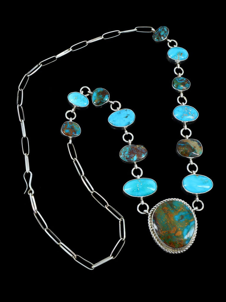 Native American Sterling Silver Turquoise Necklace Set - PuebloDirect.com