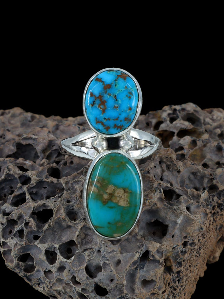 Native American Kingman and Royston Turquoise Ring, Size 7 - PuebloDirect.com
