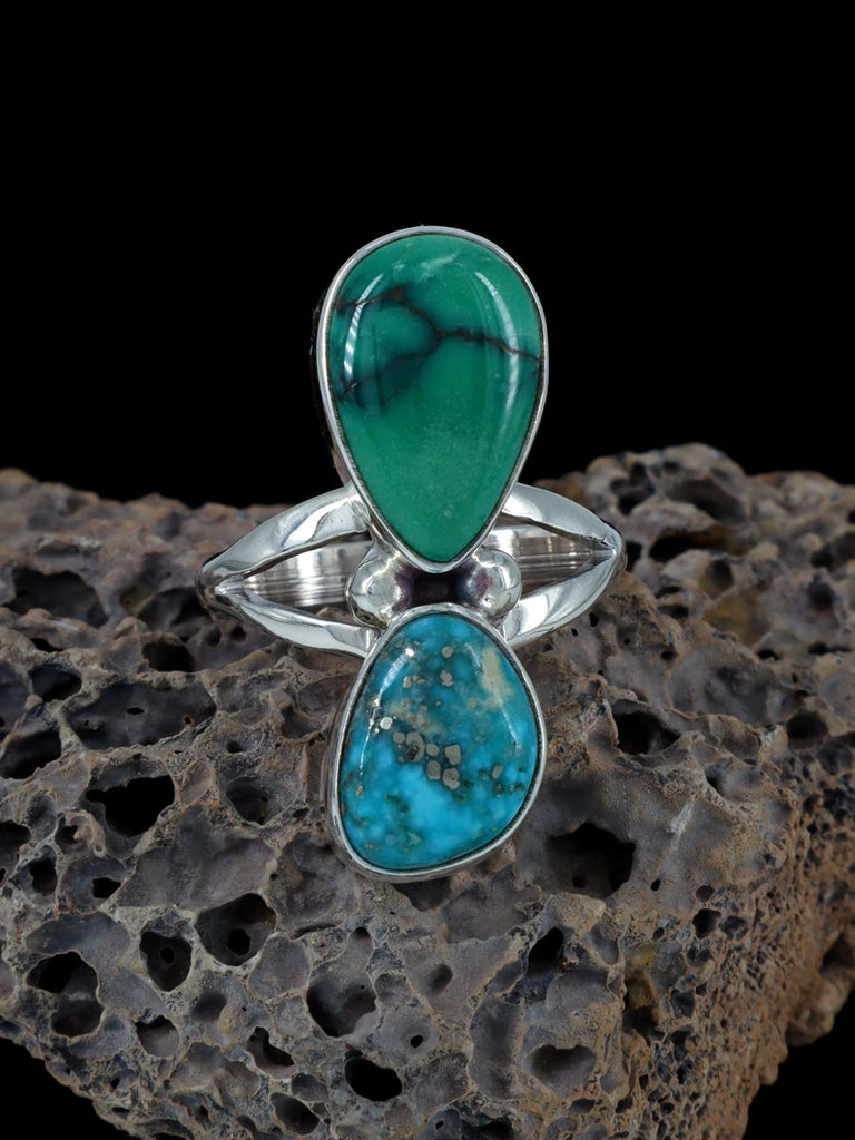 Native American Kingman and Sky Horse Turquoise Ring, Size 8 - PuebloDirect.com