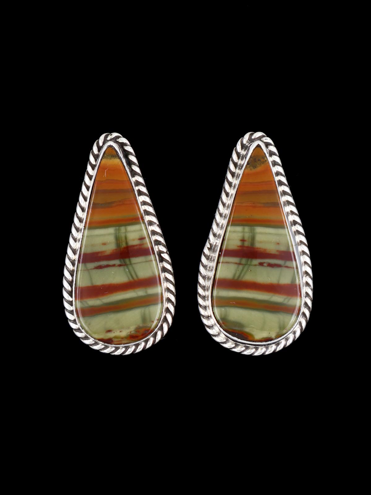 Navajo Imperial Jasper Sterling Silver Earrings - PuebloDirect.com