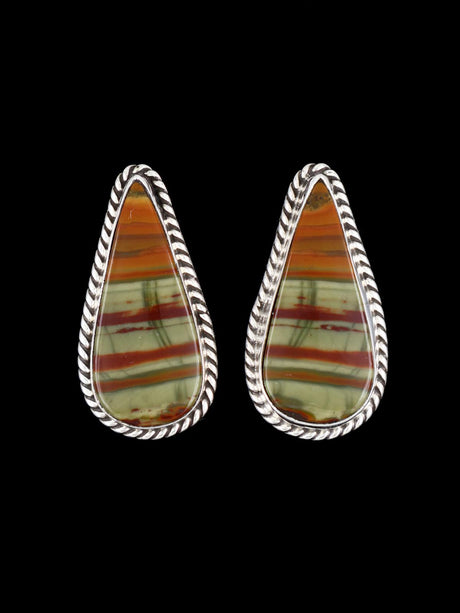Navajo Imperial Jasper Sterling Silver Earrings - PuebloDirect.com