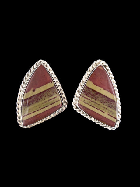 Navajo Imperial Jasper Sterling Silver Earrings - PuebloDirect.com