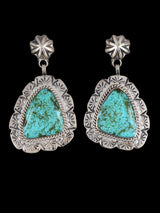 Navajo Turquoise Sterling Silver Post Earrings - PuebloDirect.com