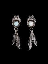 Native American Jewelry Opalite Feather Earrings - PuebloDirect.com