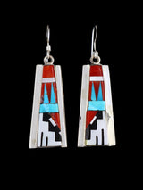 Sterling Silver Zuni Inlay Dangle Earrings - PuebloDirect.com
