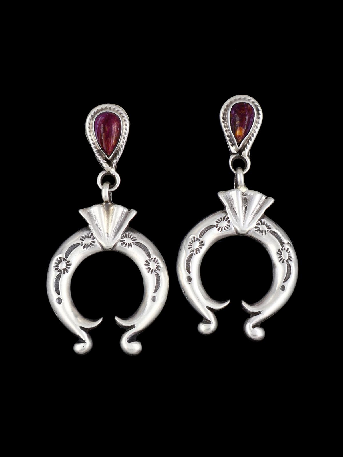 Native American Jewelry Compressed Spiny Oyster Naja Earrings - PuebloDirect.com