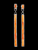 Sterling Silver Zuni Spiny Oyster Inlay Earrings - PuebloDirect.com