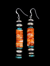 Native American Jewelry Spiny Oyster Beaded Dangle Earrings - PuebloDirect.com