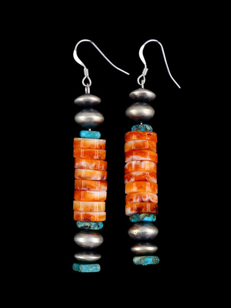 Native American Jewelry Spiny Oyster Beaded Dangle Earrings - PuebloDirect.com