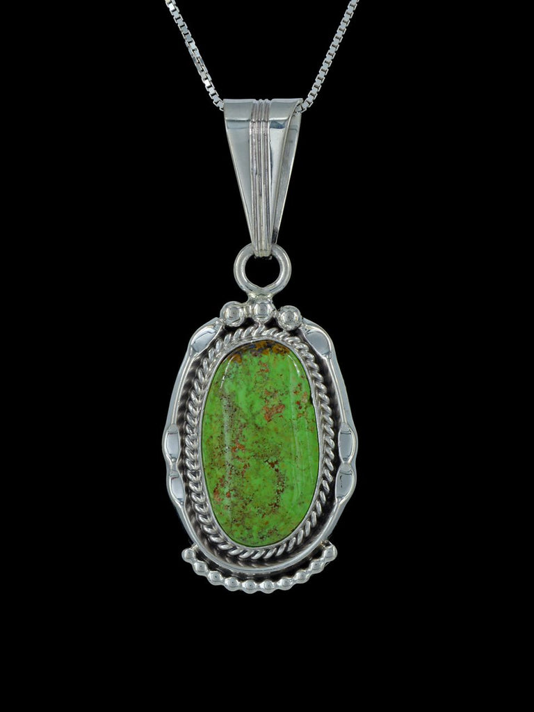Native American Jewelry Sterling Silver Gaspeite Pendant - PuebloDirect.com
