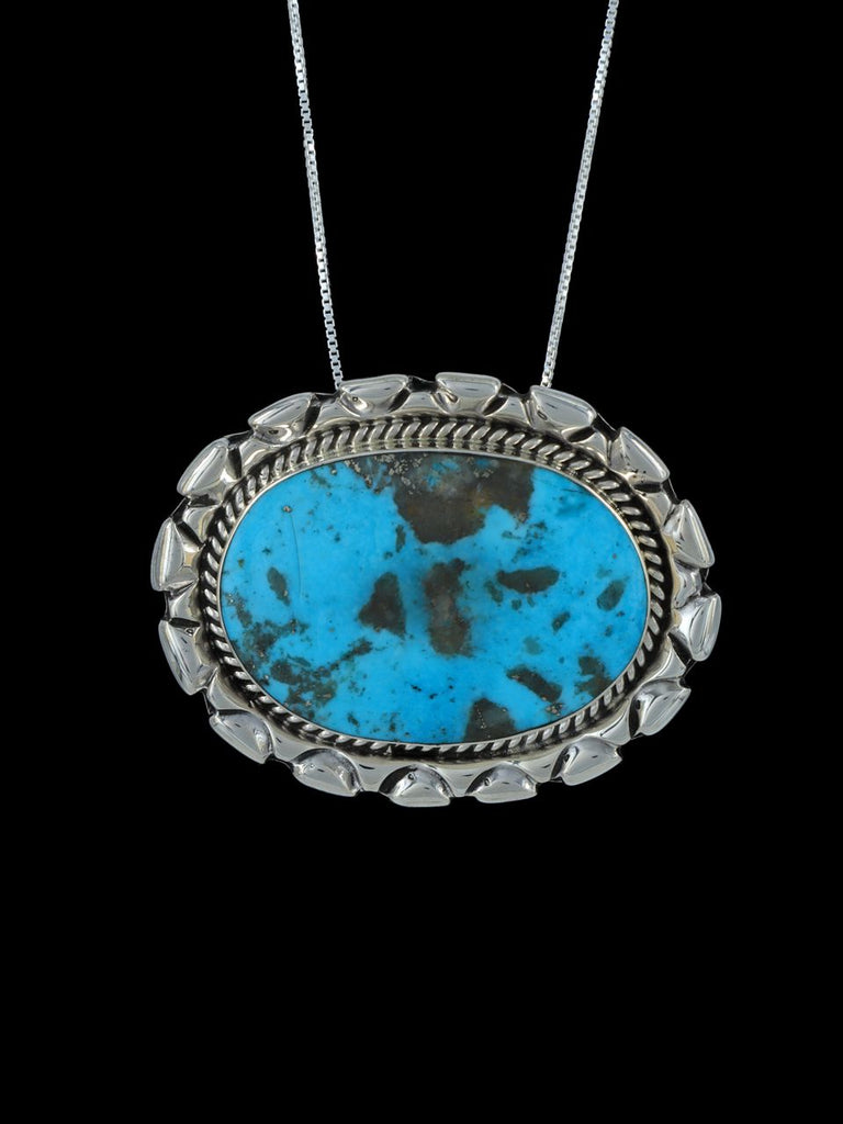 Navajo Sterling Silver Turquoise Pendant - PuebloDirect.com
