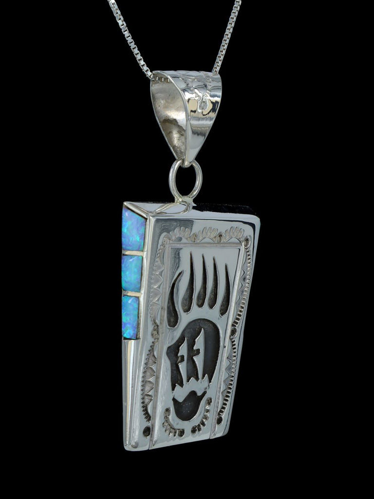 Native American Sterling Silver Opalite Overlay Pendant - PuebloDirect.com