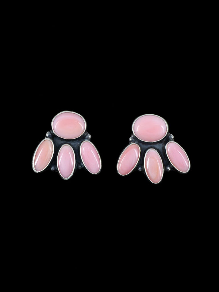 Navajo Sterling Silver Pink Conch Shell Post Earrings - PuebloDirect.com