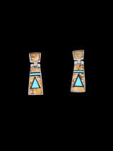 Navajo Jasper and Turquoise Inlay Sterling Silver Link Necklace Set