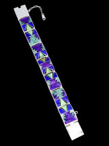 Native American Sterling Silver Sugilite and Turquoise Link Bracelet