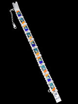 Native American Sterling Silver Multistone Inlay Link Bracelet