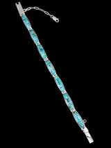 Native American Sterling Silver Turquoise Inlay Link Bracelet